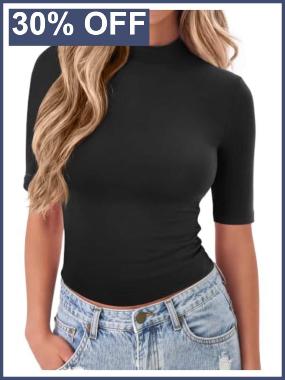 Womens Mock Neck Short Sleeve Slim Fit Basic Tee Summer Fall Top